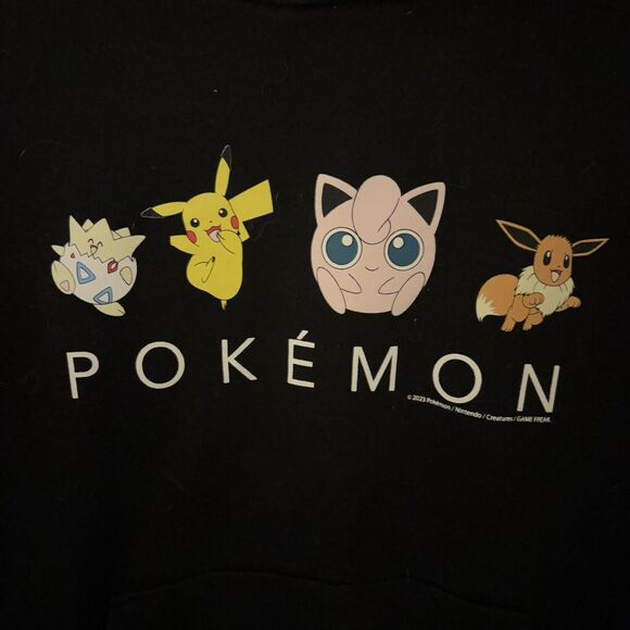 Youth Old Navy Pokémon Pullover Hoodie Large 10-12 Black Evie Pikachu Jigglypuff - Picture 2 of 5